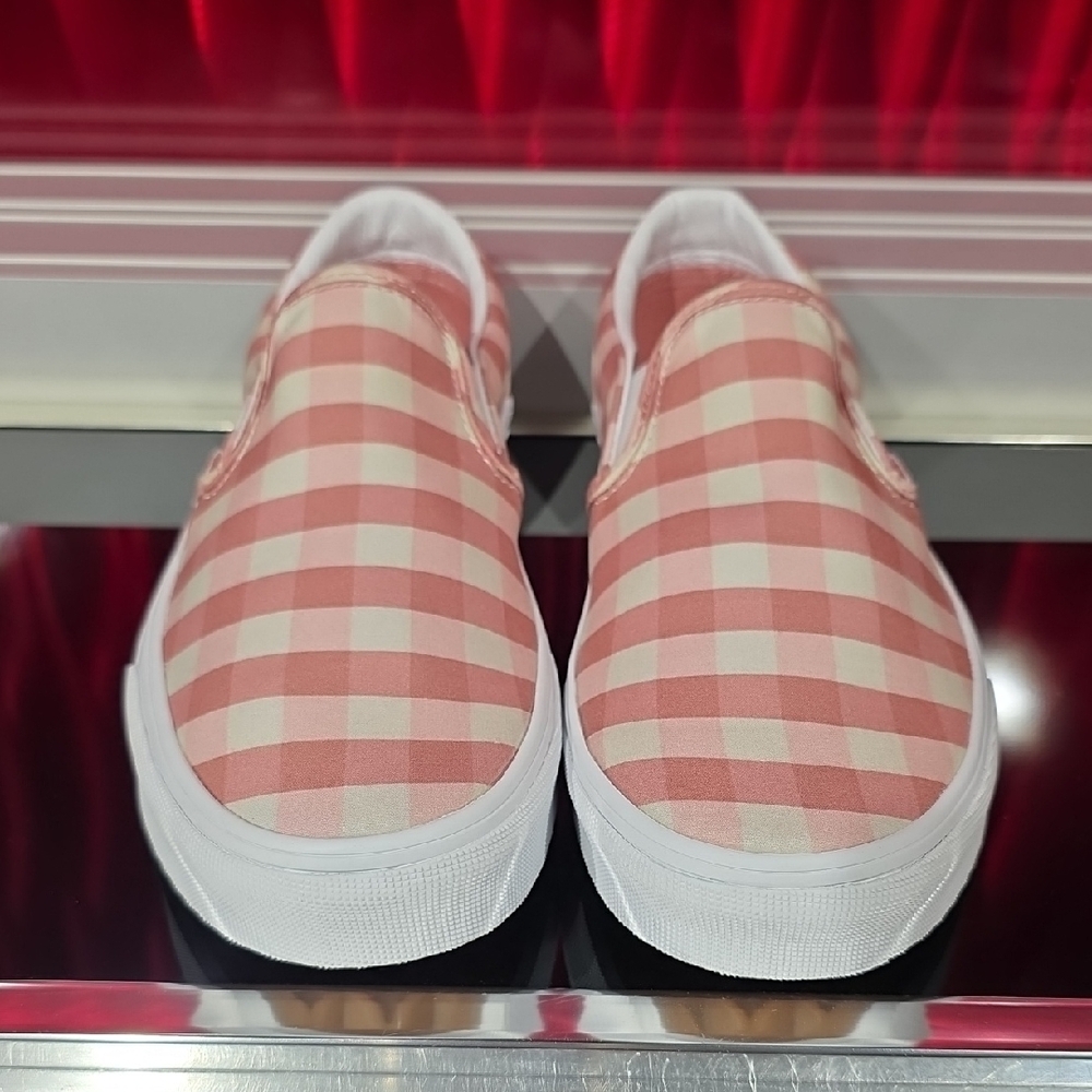 Vans Classic Slip-On Gingham Rosette White Pink Checkered Size 8 Men Women's 9.5 - Picture 3 of 6
